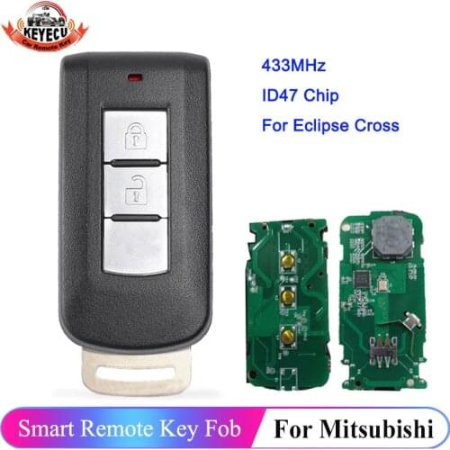 KEYECU Keyless Entry Remote Fob Smart Key 2 Button 433MHz ID47 Chip for Mitsubishi Eclipse Cross 2017 2018 2019 2020