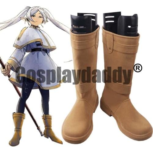 Sousou no Frieren at the Funeral Elf Mage Wizard Anime Manga Cosplay Beige Brown Shoes Boots S008