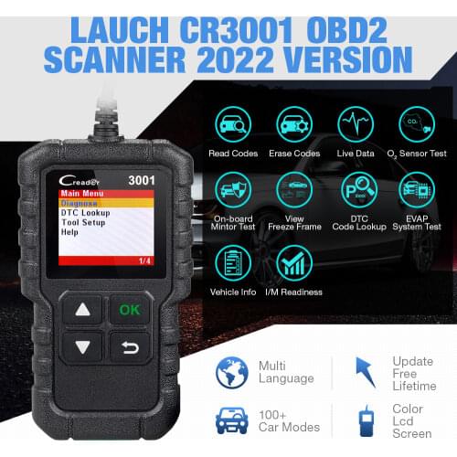 LAUNCH CR3001 V2.0 USB update Code Reader OBDII/EOBD Auto Diagnostic Tool datastream DIY OBD2 Scanner Creader 3001 KW590 YA101