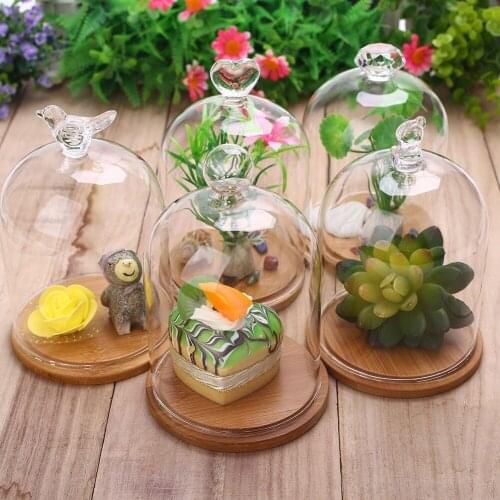 Heart Bird Floral Wedding Decor Clear Glass Cover for Flower Rose Preserved Fresh Prop Glass Home Decoration Gift Multi-Pattern