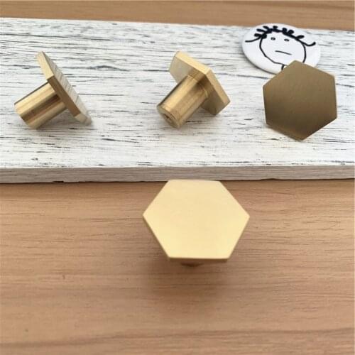 Nordic Style Hexagon Solid Brass Cabinet Knob Cupboard Handle Door Pull Handles SimpleLife Brass Color Entryway Clothes Hook