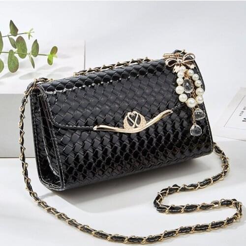 Flap Bags Women Shoulder Bags Fashion Knitting Pu Leather Chain Small Square Bags Wild Casual Business Messenger Bags Handbags