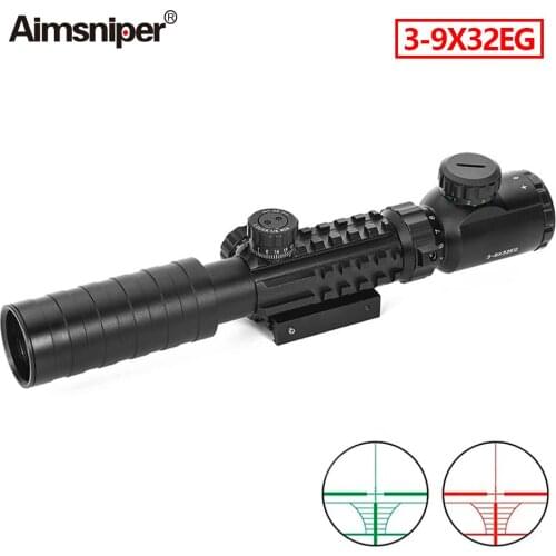 Tactical 3-9X32EG Rifle Scope Hunting Optical Sight Red Green Reticle Fit 11/20mm Picatinny Rail For Airsoft Pneumatic Rifle
