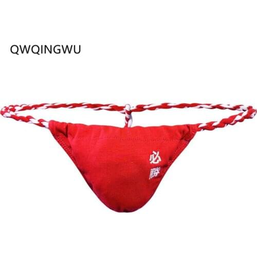 Mens Underwear Cotton String Men Rope Belt Man Pants Briefs Underpants Thong Embroidery Japanese Sumo Tanga Hombre Briefs Thong