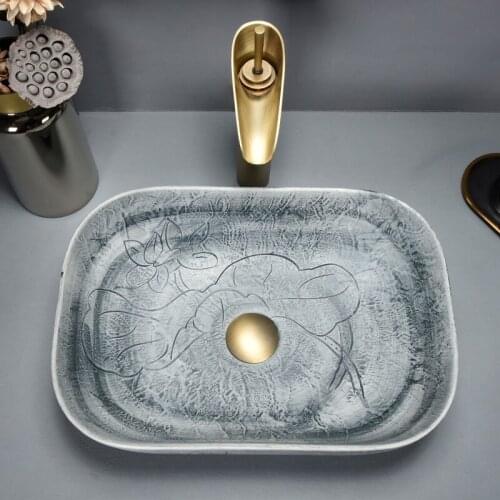 Chinese style retro above counter basin small oval wash basin bathroom art washbasin household ceramic single basin