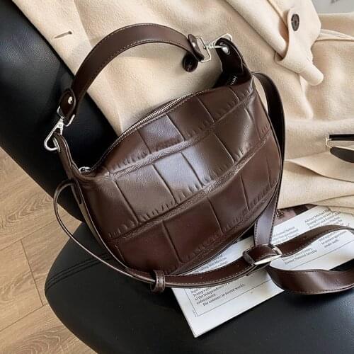 Vintage Stone Pattern Small PU Leather Crossbody Bags For Women 2021 Winter Shoulder Cross Body Bag Ladies Handbags And Purses