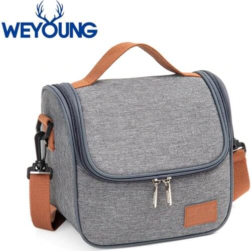 High Quality Gray Thermal Food Insulated Lunch Bag Casual Travel Picnic Bag Thermal Lunch Box Bento Bag