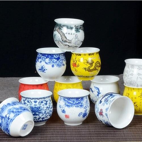 NEWYEARNEW 1piece 100ml Ceramic Retro Wine Tea Single Cup Lucky Auspicious Dragon Tureen Business Gift Teaware Accessories