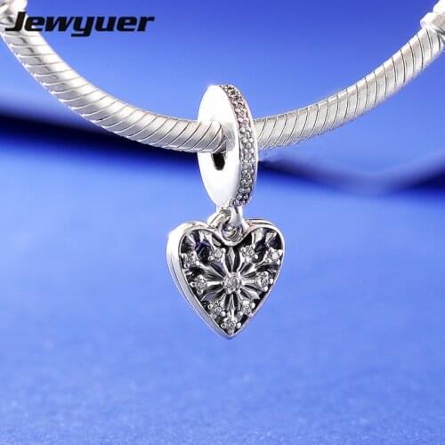 New Winter Christmas gift Heart of Winter Charms 925 sterling silver pendant charm fit bead bracelets DIY fine jewelry DA240