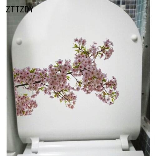 ZTTZDY 23*16.3CM Peach Blossom Branch Modern Bedroom Wall Decor Bathroom Toilet Sticker T2-0688