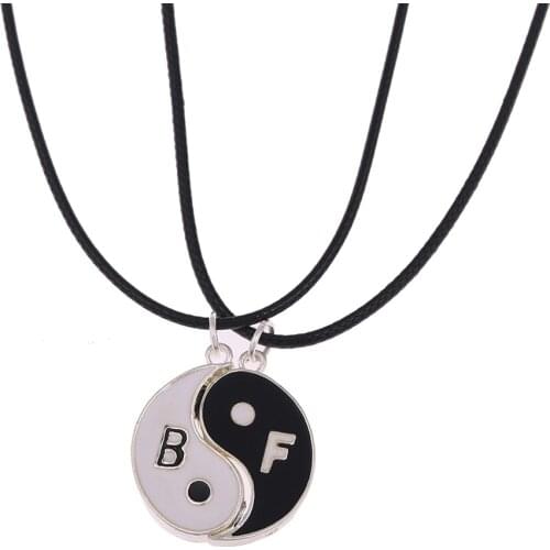 1Set Best Friends Ying Yang Necklaces Two Bagua Charm Pendant Necklaces lureme for Women Men Friendship Jewelry (nl004220)