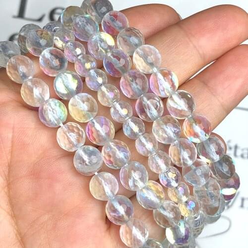1 Strand Faceted AB White Multicolour Crystal Beads Natural Round Loose Glass Beads For Jewelry Making Diy Bracelet 6/8/10/12MM