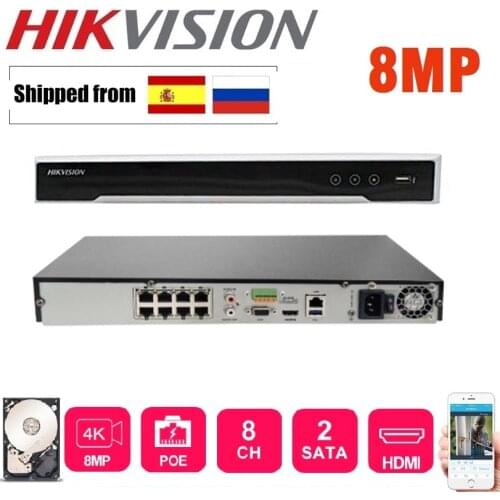 4K Hikvision DS-7608NI-K2/8P DS-7616NI-K2/16P English version 8/16POE ports NVR with 2SATA ports plug & play NVR H.265