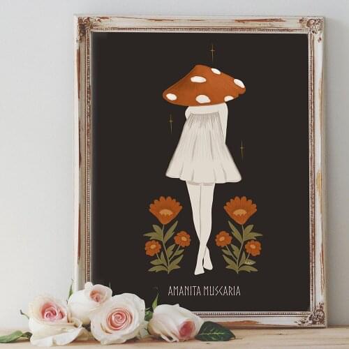 Nordic Abstract Poster Poisonous Mushroom Maidens Folk Package Canvas Painting Wall Print Picture For Living Room Home Decor