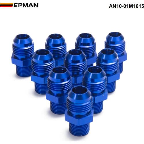 10PCS/LOT Aluminum Straight Fuel Fittings Adaptor Male Blue Thread For All Oil coole / Fuel Tank Line AN10-01M1815