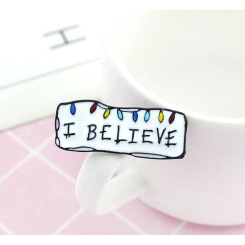New I BELIEVE Brooch Cute Cartoon Rainbow Stripe Signage Badge Fashion Denim Clothes Pendant Jewelry Gift