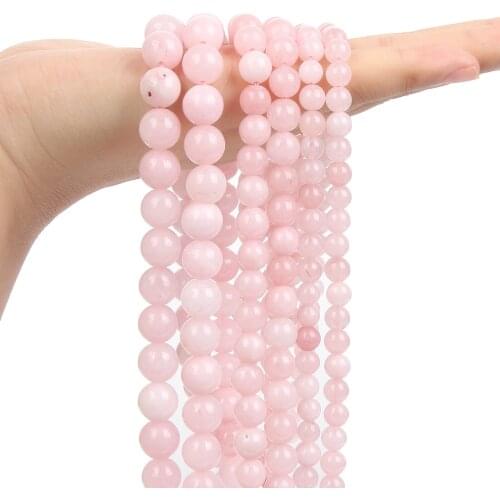 Natural Stone Beads Pink Morgan Round Loose Spacer Beads for Jewelry Making DIY Bracelets Necklace Accessories Strand 6/8/10MM