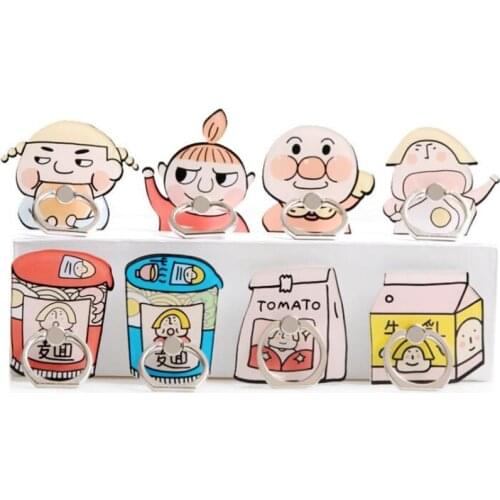 Mobile Phone Holder Metal Finger Ring Holder Cartoon Milk Girl Noodles Animal Phone Holder Phone Stand Support For All Phone