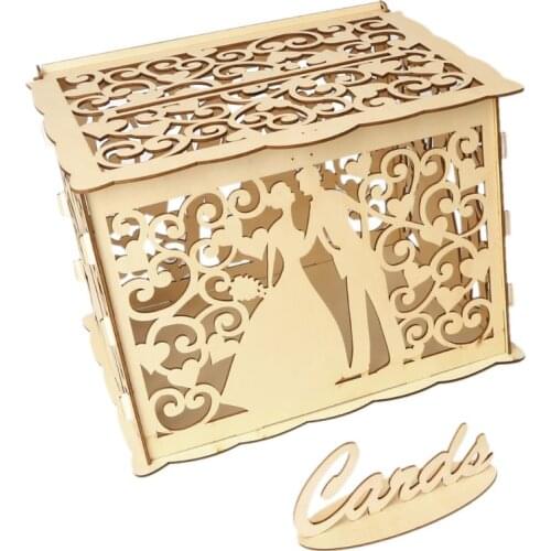 DIY Wedding Gift Couple Lover Wooden Card Money Box Case With Lock Rustic Beautiful Birthday Party Favors Decoration Supplies