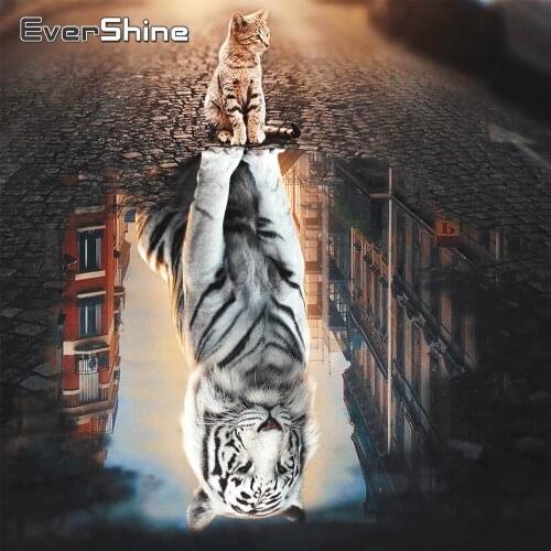 Evershine DIY Diamond Mosaic Animal Full Square Round Drill Diamond Crystal Embroidery Cross Stitch Kit Diamond Beaded Painting