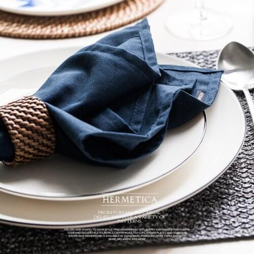Brand Brief Solid cotton linen mat pad placemat hotel restaurant table accessories napkin doilies place mat for dining table mat