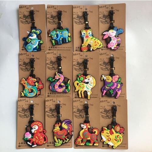 IVYYE Chinese Zodiac Anime Travel Accessories Luggage Tag Suitcase ID Address Portable Tags Holder Baggage Labels New