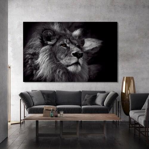 Wall Paintings Animal Posters and Prints Wall Art Canvas Paintings Black Lion Pictures for Living Room Home Decoration No Frame