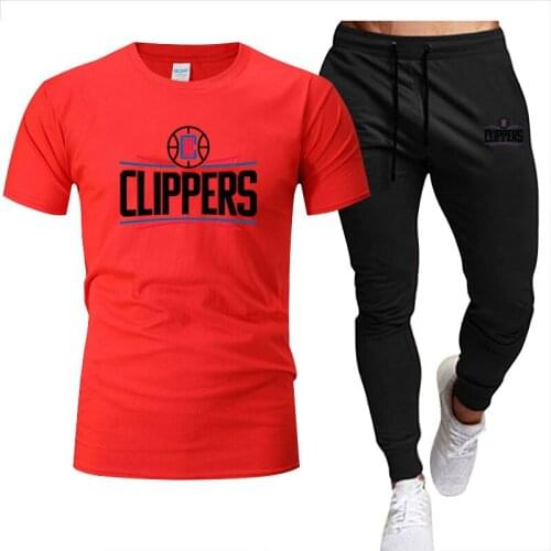 Summer Streetwear Sports And Leisure 2-piece Suit Mens Short-sleeved + Drawstring Pants Sports Suit Mens Jogging Fitness Suit