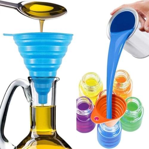 Creative Silicone Folding Telescopic Long Neck Funnel Collapsible Funnel Flexible Foldable Kitchen Funnel For Liquid Transfer
