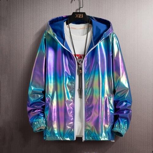 2021 Summer Mens Jacket Thin Ultra-Light Hood Windbreaker Fashion Shiny Sunscreen Casual Zipper Coat Packable Bomber Jacket 7XL