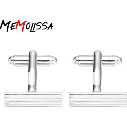 MeMolissa Luxury shirt cufflinks mens gifts Brand cuff button Crystal cuff links Silver High Quality Long abotoaduras Jewelry