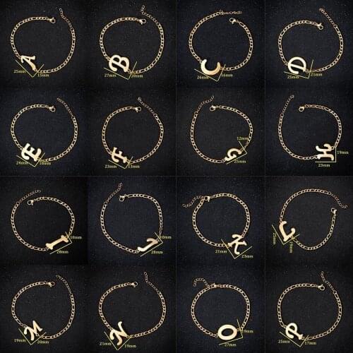 Fashion Initial Bracelets Bangles A-Z 26 Letters Alphabet Charm Stainless Steel for Women Jewelry Name Pulseiras Gift