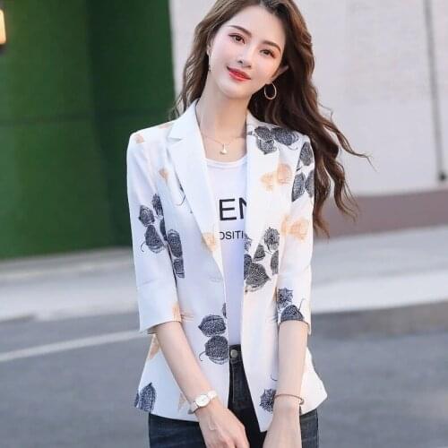 Fashion Printed Women Jackets Casual Slim Spring 2021 New Autumn Thin Three Quarter Sleeve Clothing Coat Cardigan jacket 958i