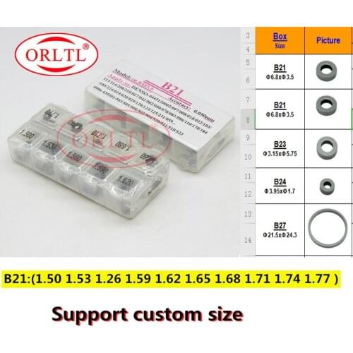 Custom size B21 sims 50 Pieces / Box common rail injector adjustment shims B21 1.50 ~ 1.77mm