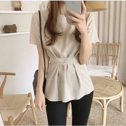 New Spring Vintage Solid Female Oversize Tops Womens Shirt Short Sleeve Girls Blouse Summer New Women Blouses Femme Blusas