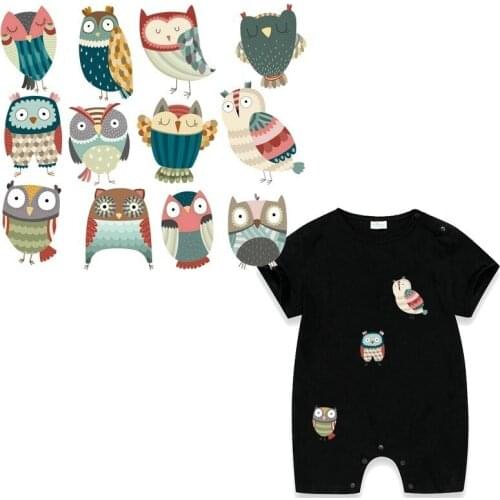 12pcs/lot Iron-on Patches Cute Cartoon Owls Patch Heat Transfer DIY Accessory Decoration A-level Washable Stickers Badges