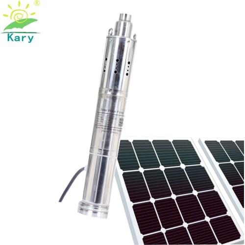 Kary 3inch diameter 24v 36V 50m lift dc submersible solar water pump for deep well 1.28 inch outlet stainless steel screw pump