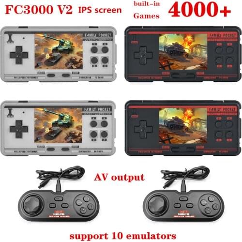 New FC3000 V2 Classic Retro Handheld Game Console Support Video Game Player Support 10 format Game Cartridge Family Game Console