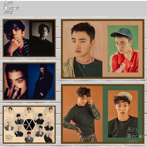EXO Kpop Band Retro Kraft Paper Movie Poster For Home Art Decoration Posters