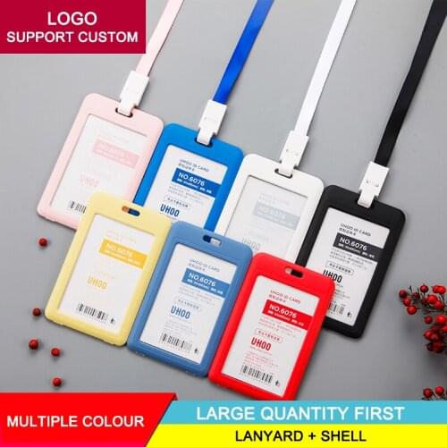 New Set Office Student Nurse 1.5 CM Lanyard ID Badge Reel Holder Bus Pass Case Bank Credit Card Holder Strap Cardholder Office