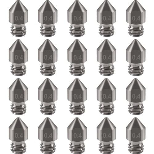 20PCS/LOT MK7 MK8 Hardened Steel Nozzles M6 Thread 0.2 0.3 0.4 0.5 0.6 0.8mm 1.75MM Filament for 3D printers Hotend CR10 Ender3