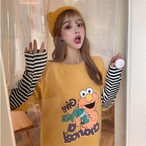 Loose cartoon letter print t-shirt