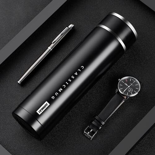 Stainless Steel Thermos Portable Double-layer Vacuum Insulation Water Bottle Sports Fashion Business Gift Gentleman Thermos Mug