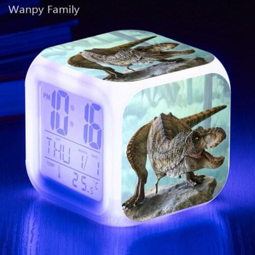 2020 New Jurassic Dinosaur Alarm Clock 7 Color Glowing Multifonction LED Digital Alarm Clock For Kids Birthday Gifts