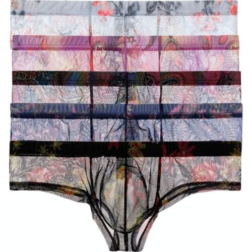 5PCS Men Sexy Seamless Underwear Boxers Ultra-thin Transparent Boxershorts Male Low-rise Mesh Slips Homme Panties Boxer Shorts