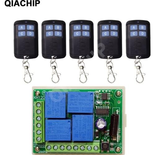 QIACHIP 433Mhz Universal Wireless Remote Control DC 12V 4CH Relay Switch Receiver Module + 4pcs RF controllor Transmitter DIY