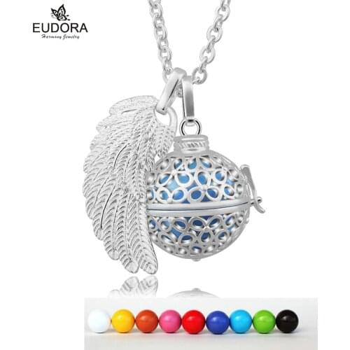 Eudora Harmony Bola Ball Angel Caller Pendant Angel Caller Chime Ball Sound 20mm Mexican Bola with Chain Necklace Jewelry FK154N