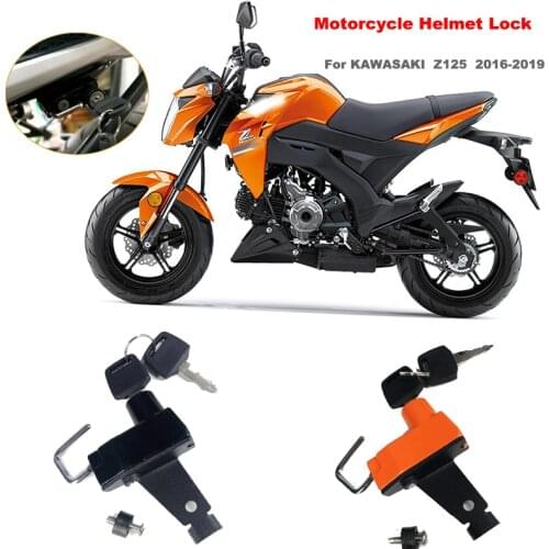 Motorcycle Helmet Lock Anti-theft Security Aluminum Alloy Mount Hook with 2 Keys For KAWASAKI Z125 Z 125 2016 2017 2018 2019