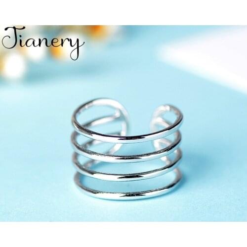 JIANERY Bijoux 2019 Simple Style Silver Color Multi-layer Line Rings For Women Gifts Large Adjustable Finger Rings