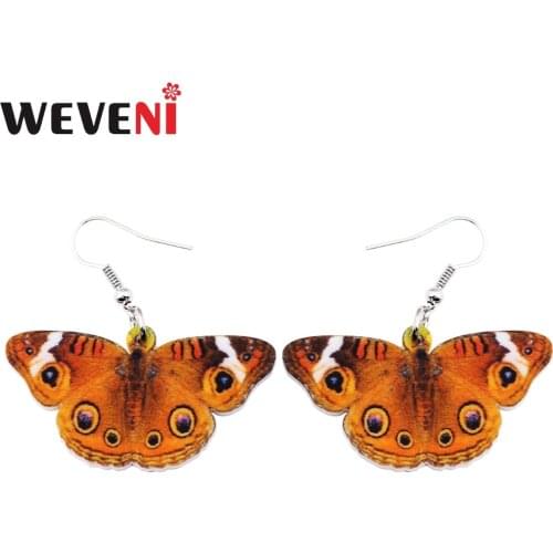 WEVENI Drop Dangle Big Precisalmana Linnaenus Butterfly Earrings For Women Newest Fashion Accessories Acrylic Insect Jewelry